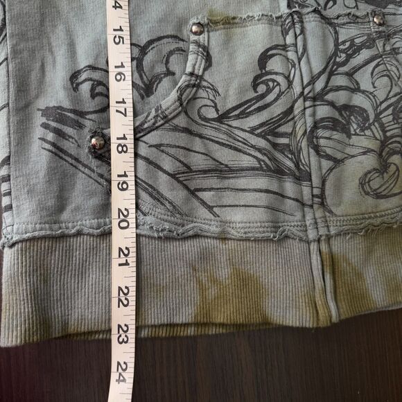 Key Closet Jacket Womens Medium Koi Fish Studded Y2K Hoodie Tattoo Art Asian NEW - Picture 9 of 10